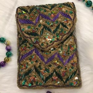 💜Mardi💛Gras💚5” x 7” beaded, embellished w/strap